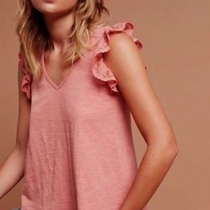 COPY - Eri + Ali rose ruffled lace v-neck NWT Siz…